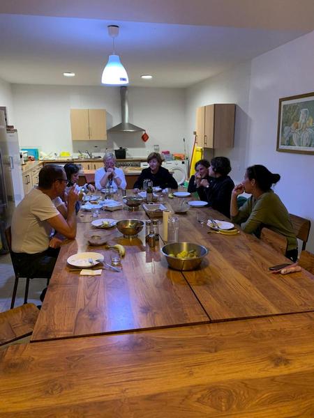 First gathering of the group - at Albergue Parroquial at Zabaldica