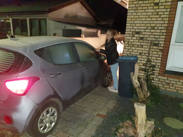 At 4:41 in the morning before the trip to Billund Airport in Denmark. First day of the winter where we had to scrape ice from the car. Great day to start the Camino.