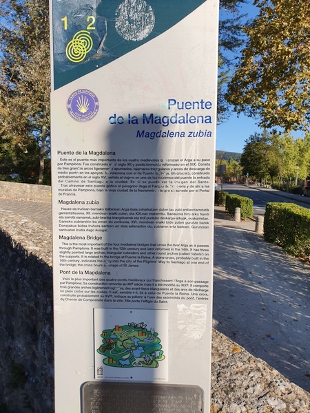 Puente de Magdalena in Pamplona. One of four bridges crossing river Arga but the most important one. Related to the one at Puenta de la Reina.