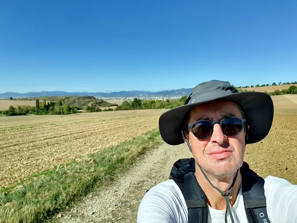Look back at Pamplona. I walked through fast and did not have time to watch much.