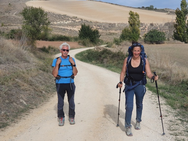 Fabrizio and Elisabeth having just crossed Rio de San Pedro. Close to Torres del Rio.