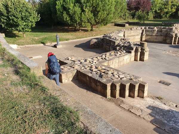 Elizabeth entering Hospital de San Juan de Acre, the ruins of a medievel hospital (?) at Navarette.