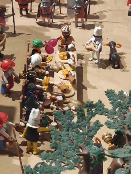 Inside "Cathedral of Santo Domingo de la Calzada". They also had visualisation of the famous story built with LEGO figures. The judge eating his rooster.