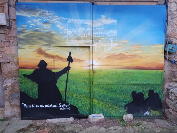 Day 11: Beautiful wall painting in a small village shortly after Tardajos (Rabé de las Calzadas)