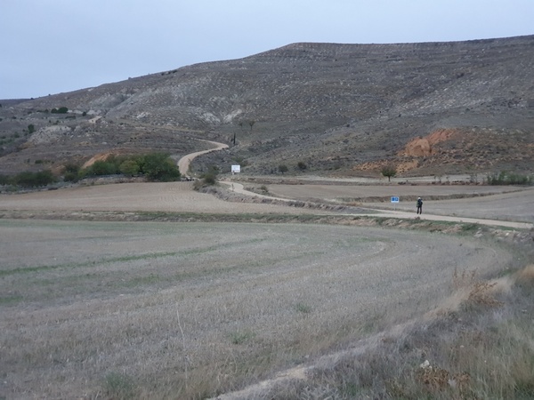 Day 13: Fabrizio and a decent climb ahead just after Castrojeriz. Ivana stayed behind to recover.