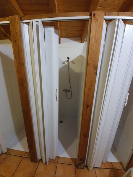 At an albergue called Casa Aurea in Villalcázar de Sirga. Unisex bathroom - but very little privacy behind those doors.