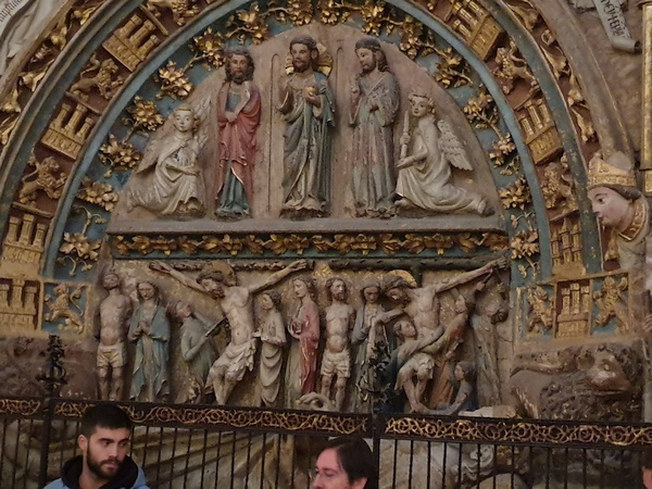 Lots of hidden symbols in this depiction of the crucifiction of Christ. A soldier blinded by his blood is one.
