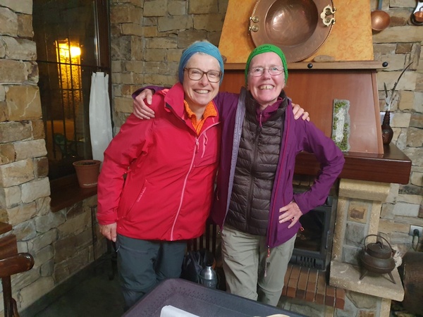 Day 19: Albergue El Caminante in Santa Catalina de Somoza. French Janine (who only spoke French) and British Elizabeth ("Liz") who spoke 4 - 5 languages including Spanish.