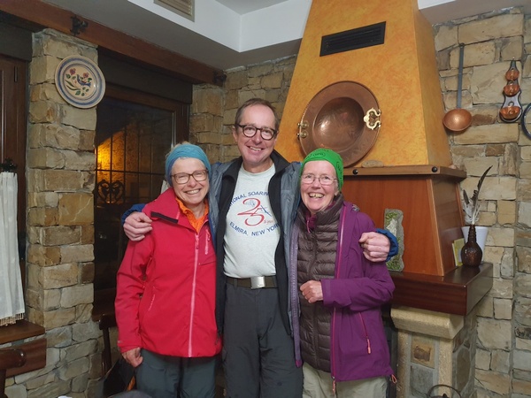 Day 19: Albergue El Caminante in Santa Catalina de Somoza. French Janine (who only spoke French), Claus and British Elizabeth ("Liz") who spoke 4 - 5 languages including Spanish. It was Liz' idea that this picture should be labelled "Europe before Brexit"