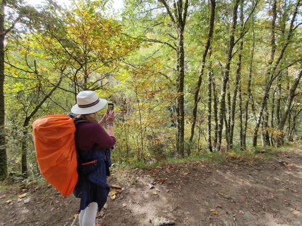 With Australian Robyn close to La Faba. Enjoying the autumn colours