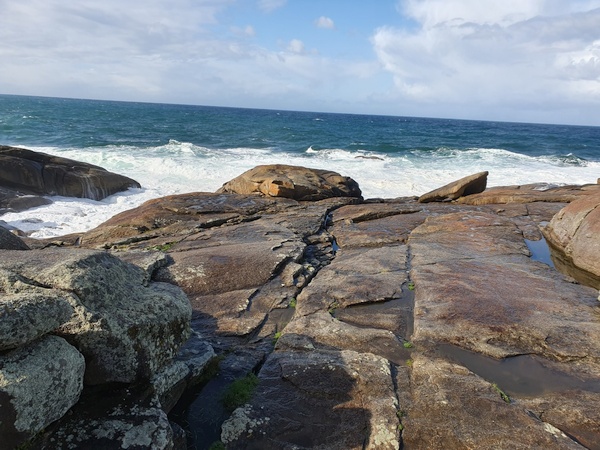 Faro de Muxia. Something about this stone being named "the vessel of Santa Maria"